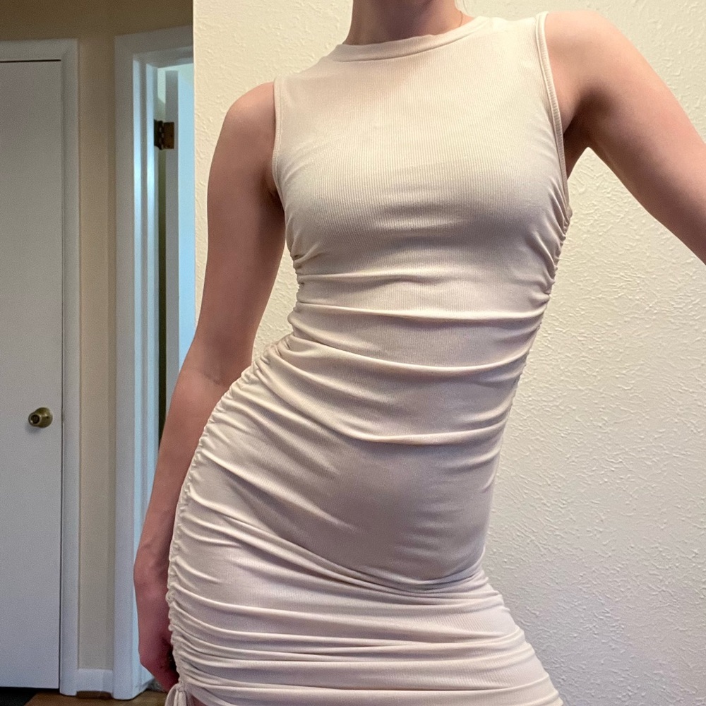 Light beige transforming dress mini/midi